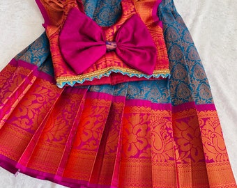 paddu paavadai, pattu pavadai, semi silk, art silk, pure silk 1-2 years