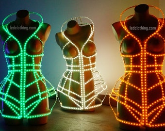 Luminous color dress festival wear rave outfit dance show burning man