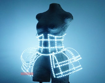 Luminous dress rave festival outfit dance show burning man