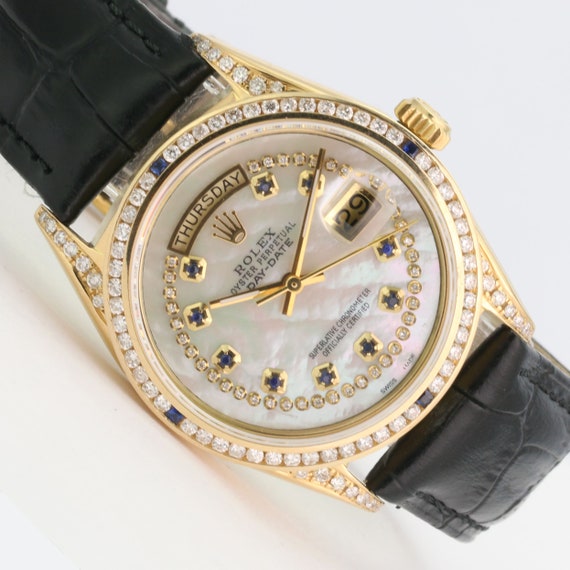 Rolex Uhr Herren Datum 1803 18k Gold Mop Diamanten Und Etsy