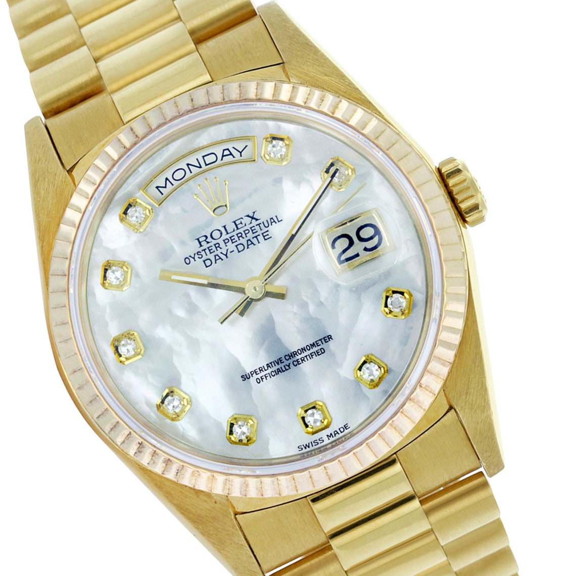 Rolex Watch Mens DayDate 18038 Présidentielle 18k Gold White Etsy