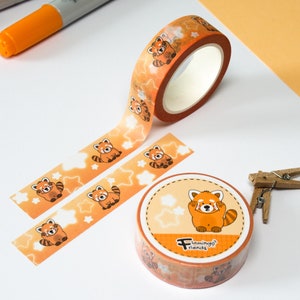 Washi Tape - Roter Panda, Sterne, 10 m x 15 mm