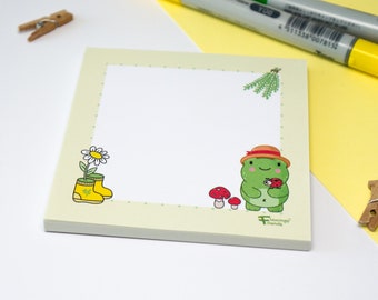 Memo Pad - Cottagecore, Frosch, Kawaii, Notizblock, 50 Blatt, 9,8 x 9,8 cm