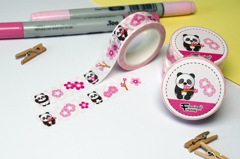 Washi Tape Panda, Sakura, Kirschblüte, Japan, Frühling, 10 m x 15 mm Bild 1