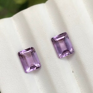 Pair Pink Amethyst Gemstones: Emerald Cut, AAA Quality, 5.00 CTS (9X7X5 MM)