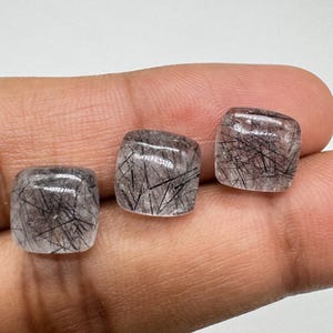 Natural Black Rutile Cushion Shape Cabochon in amazing Color & Quality Gemstone, Black Rutile Loose Stone For Jewelry 10X10X5.50 MM 15.50CTS