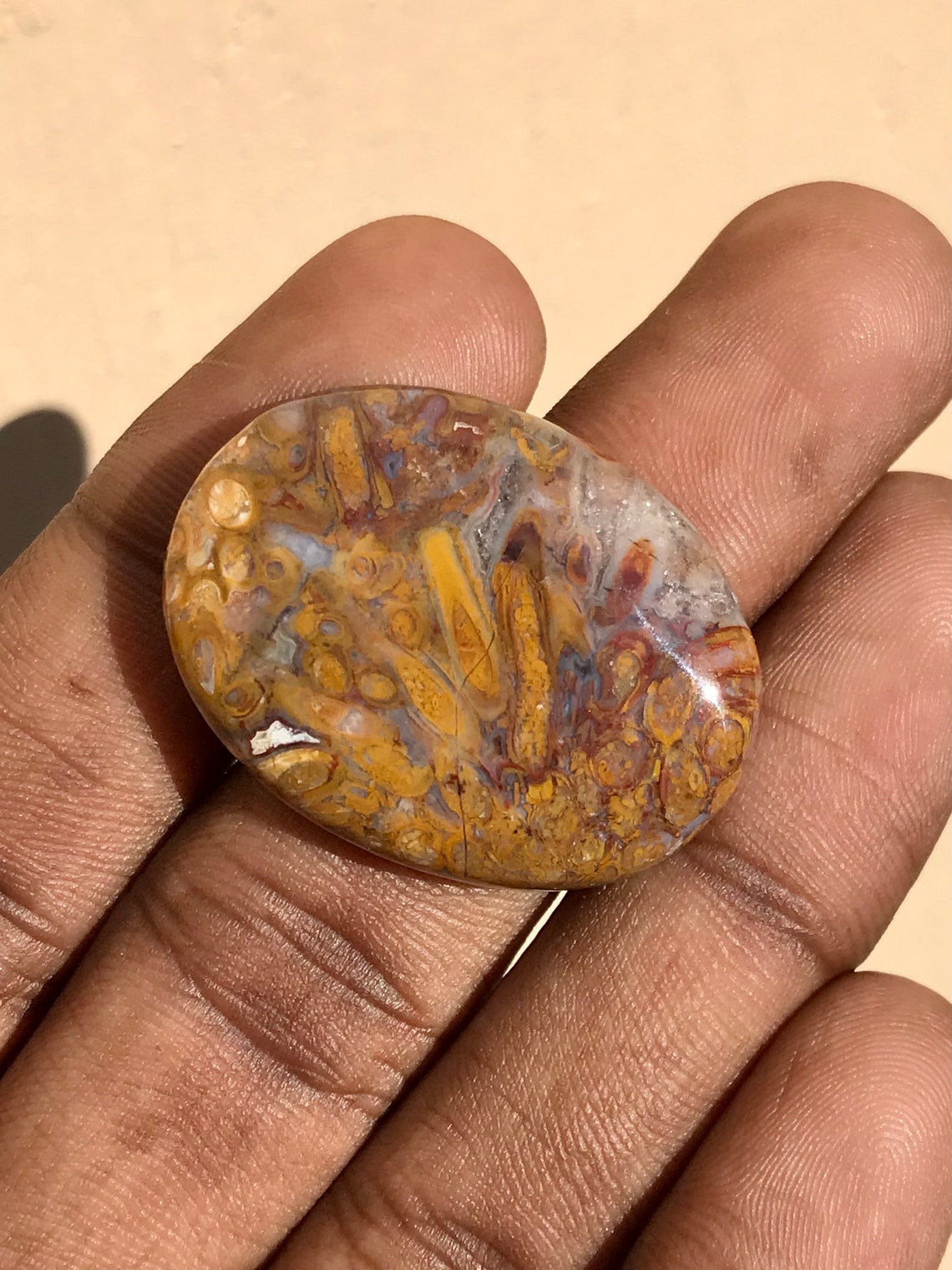 Best Quality Natural Yellow Moss Agate Cabochon Natural | Etsy