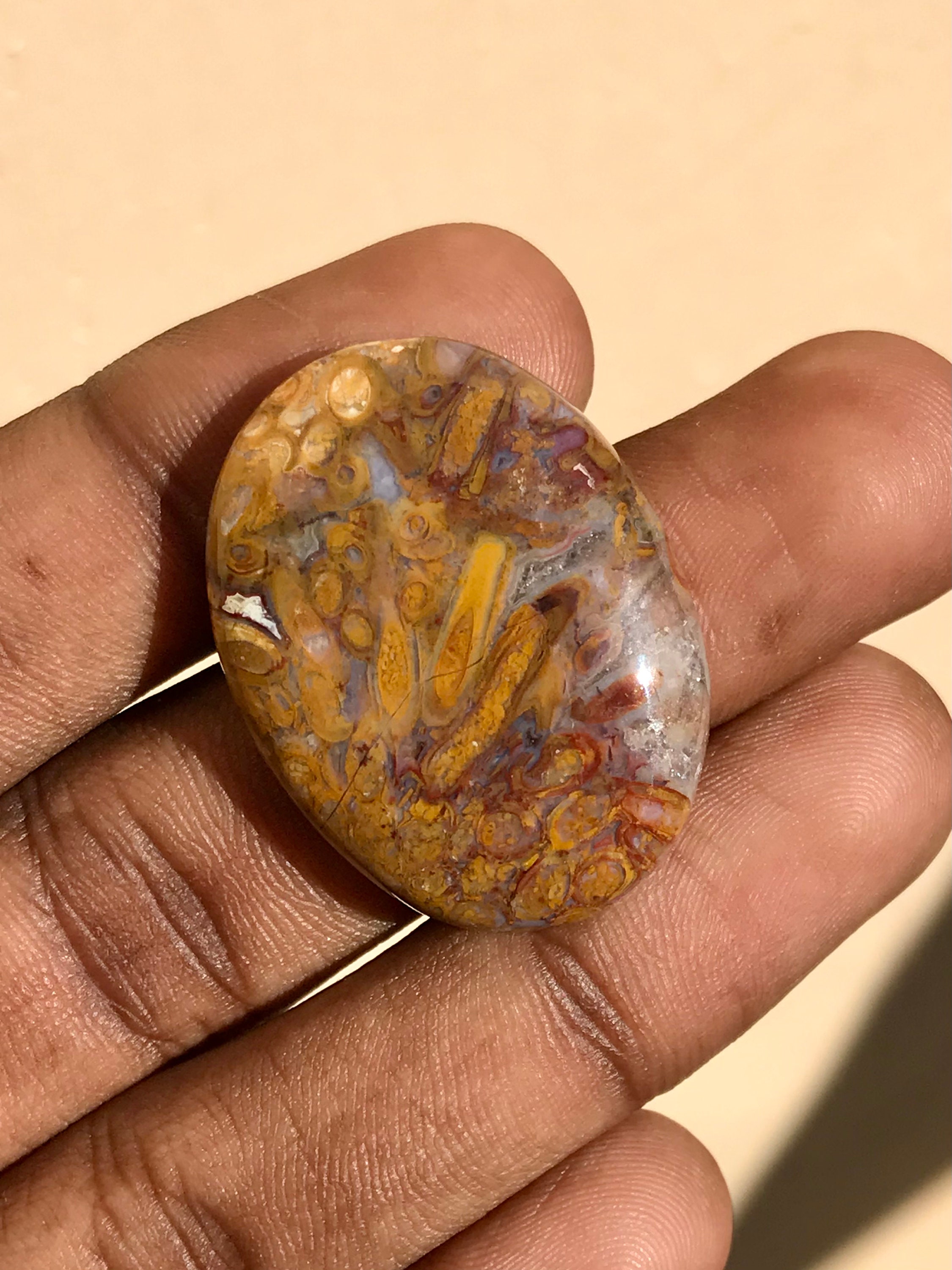 Best Quality Natural Yellow Moss Agate Cabochon Natural | Etsy