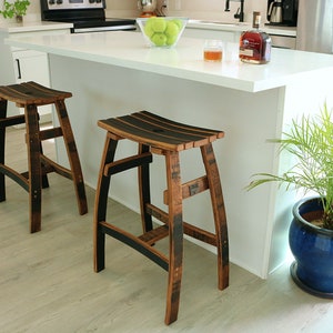 Whiskey Barrel Saddle Bar Stool