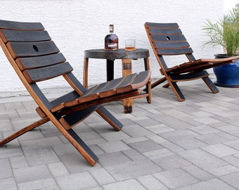 Whiskey Barrel EZ Chairs Set - Outdoor Chairs & Table - 3 Piece Set