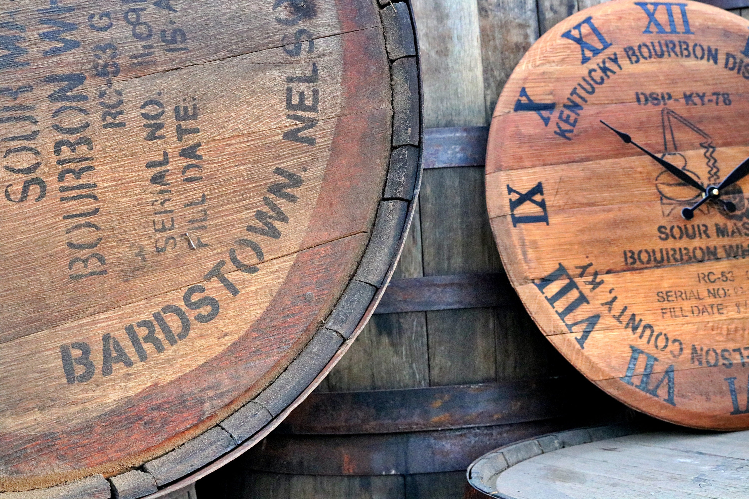 Kentucky Bourbon Whiskey Barrel Clock Bardstown Barrel Head Etsy