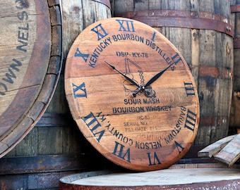 Kentucky Bourbon Whiskey Barrel Clock - Bardstown Barrel Head Clock