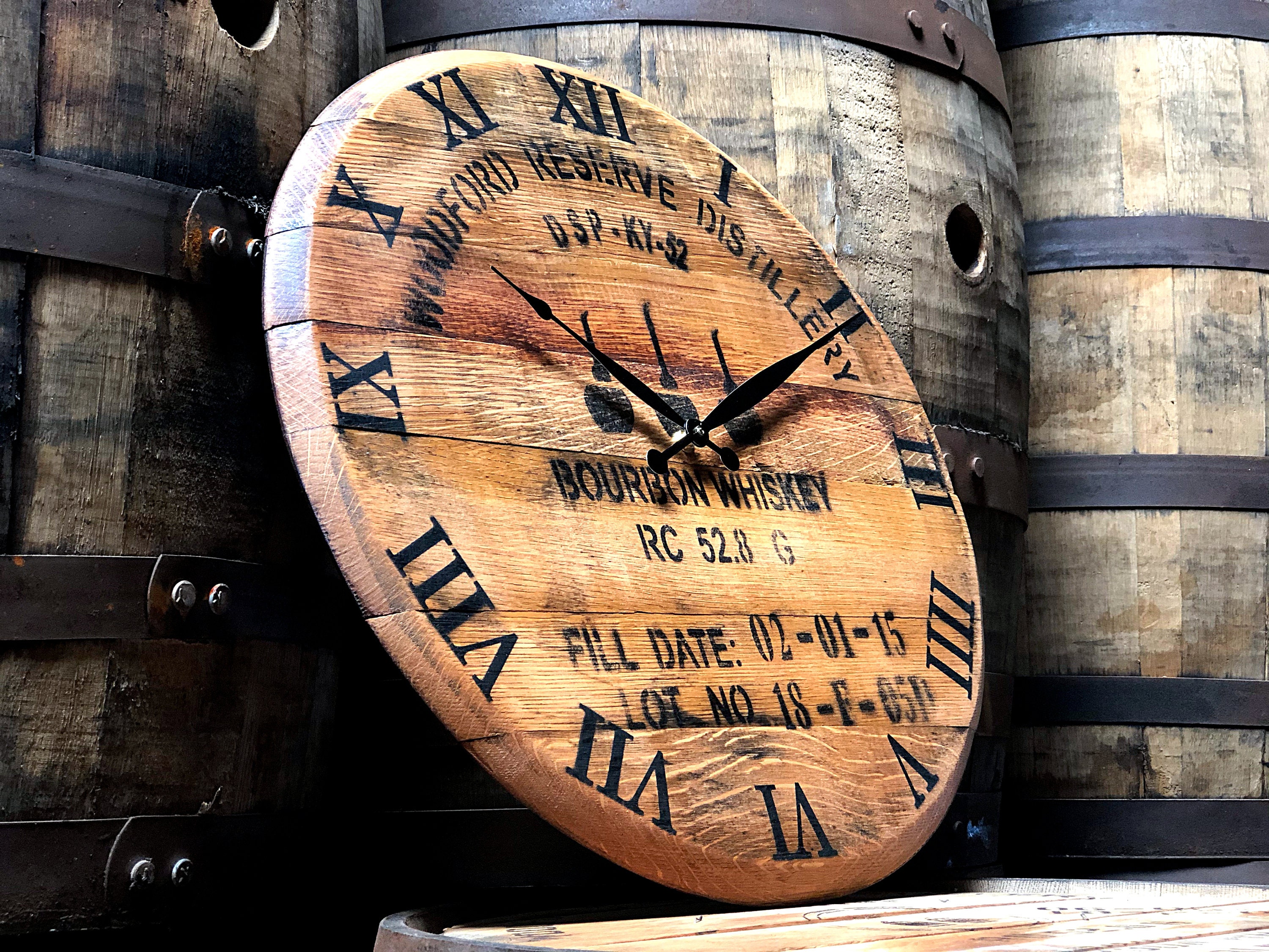 Whiskey Barrel Wall Clock Buffalo Trace Hanging Clock Etsy