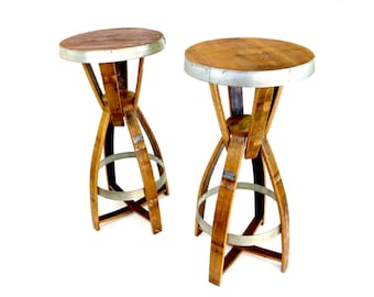 Wine Barrel Bar Table - Reclaimed Wine Barrel Pub Table - Wine Barrel Furniture - Recycled Wooden Tables