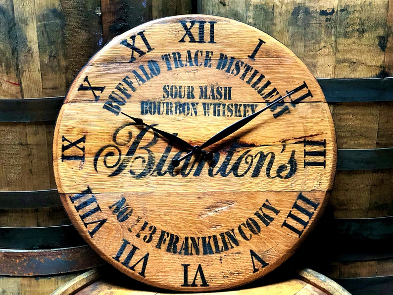 Whiskey Barrel Wall Clock Buffalo Trace Hanging Clock Etsy