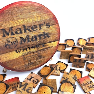 Reclaimed Whiskey Barrel Coasters: Kentucky Bourbon Barware, Set of 8
