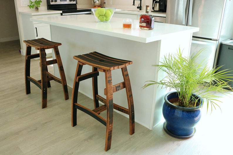 Whiskey Barrel Saddle Bar Stool