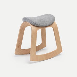 Office Chair, Desk Chair, Desk Stool, Saddle Stool, Saddle Chair, Ergonomic Chair, Office Stool, Modern Wood Chair, Ergonomic Stool - Muista Wool (Gray)