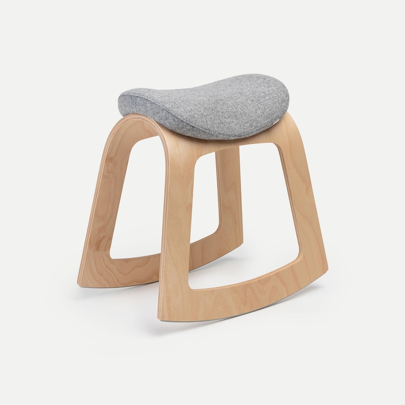Office Chair, Desk Chair, Desk Stool, Saddle Stool, Saddle Chair, Ergonomic Chair, Office Stool, Modern Wood Chair, Ergonomic Stool - Muista Wool (Gray)