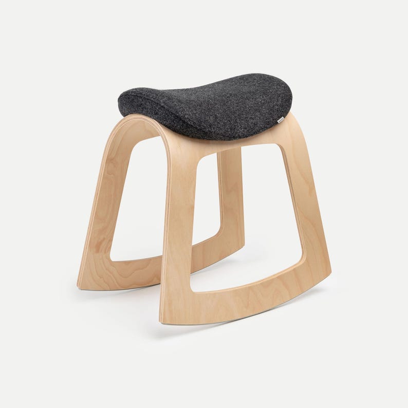 Office Chair, Desk Chair, Desk Stool, Saddle Stool, Saddle Chair, Ergonomic Chair, Office Stool, Modern Wood Chair, Ergonomic Stool - Muista Wool (Black)