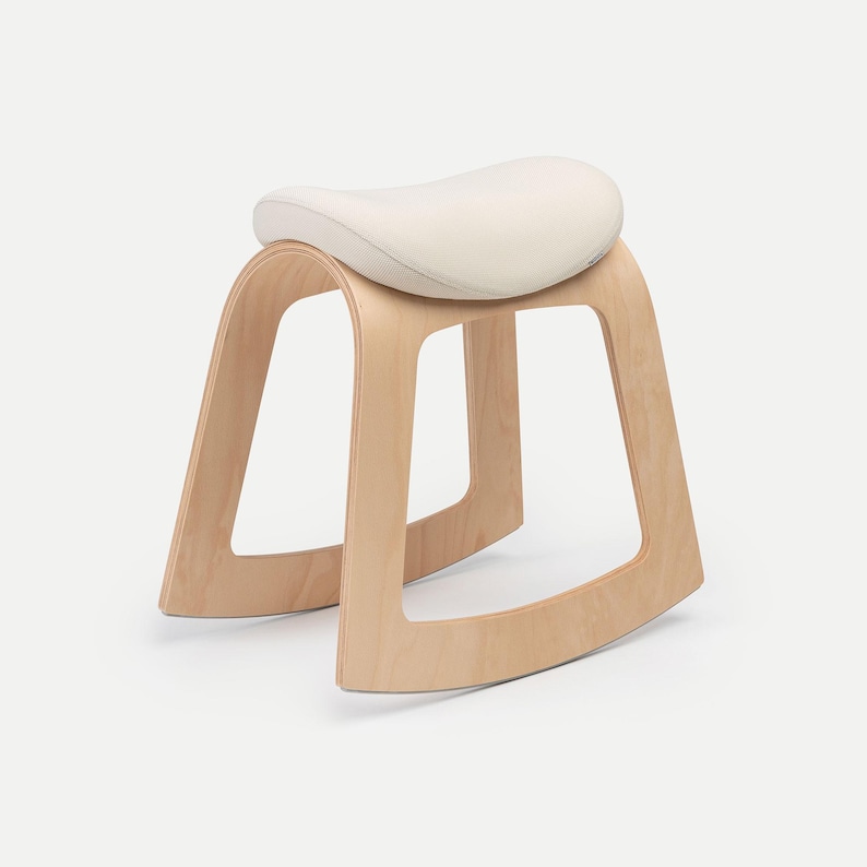 Office Chair, Desk Chair, Desk Stool, Saddle Stool, Saddle Chair, Ergonomic Chair, Office Stool, Modern Wood Chair, Ergonomic Stool - Muista Polyester (Creme)