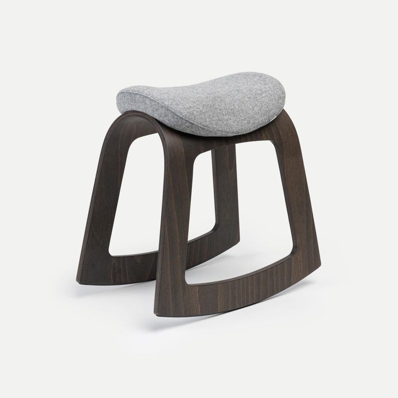 Silla de escritorio, silla de oficina, taburete de escritorio, taburete tipo silla de montar, silla ergonómica, taburete de oficina, silla moderna de madera, taburete ergonómico - Muista Chocolate Gray