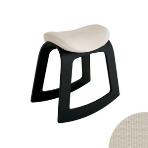 Silla de escritorio, silla de oficina, taburete de escritorio, taburete tipo silla de montar, silla ergonómica, taburete de oficina, silla moderna de madera, taburete ergonómico - Muista Polyester (Creme)