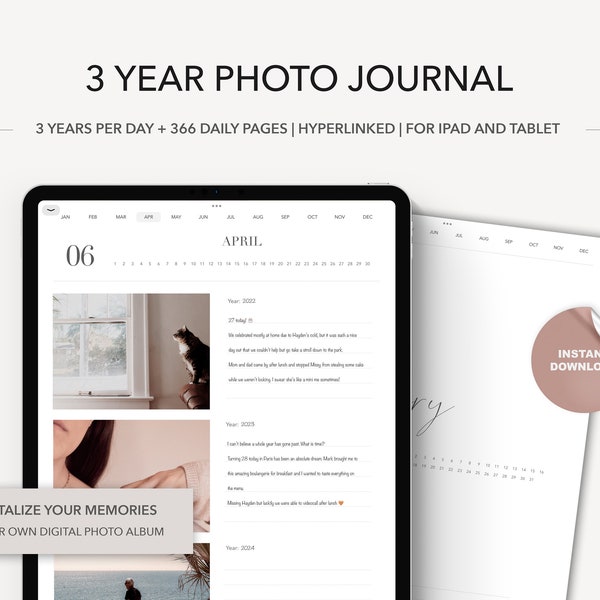 3 Year Photo Journal, Digital Photo Album, One Memory A Day, Goodnotes Journal, Notability Journal, Digital Photo Journal, Life Journal