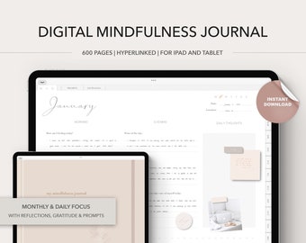 Digital Mindfulness Journal, Digital Gratitude Journal, Goodnotes Planner, Notability Planner, Prompt Journal, Daily Gratitude Planner