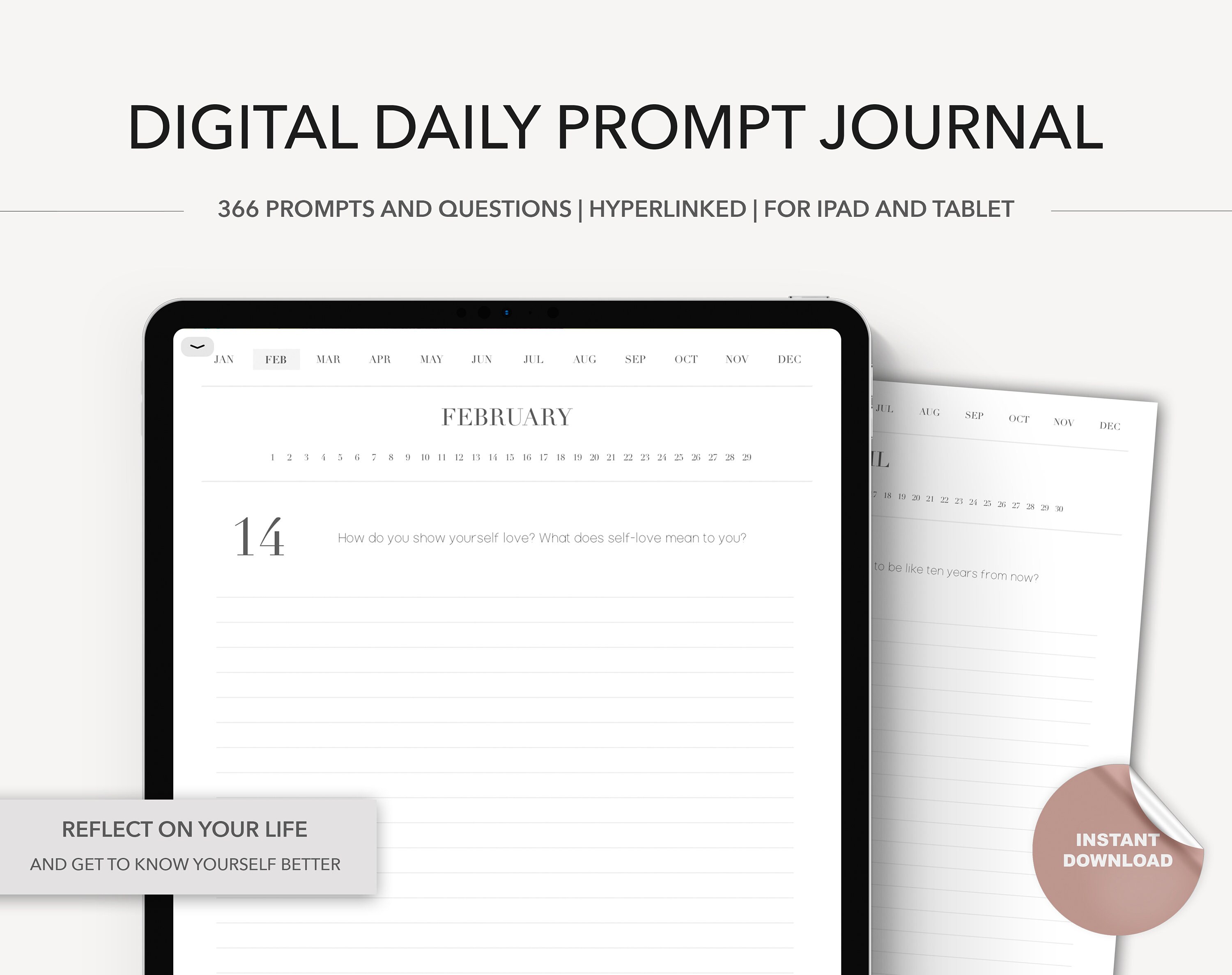 Digital Prompt Journal, One Question a Day, Digital Gratitude Journal…