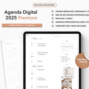 Agenda Digital 2025 Goodnotes y Notability • Planner Minimalista con Hipervínculos Diario y Semanal • Agenda PDF para iPad o Tablet