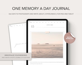 One Memory a Day Digital Journal | Goodnotes and Notability Journal, Digital Photo Album, Daily Photo Journal, Reflection Hyperlinked PDF