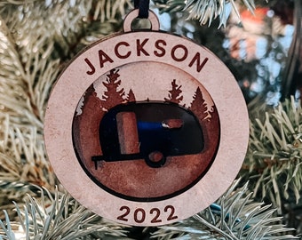 Customized Camping Ornament | Custom Christmas Ornament | Custom Camper Ornament | Outdoorsy Ornament | Personalized Ornament