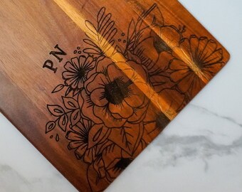 Custom Charcuterie Board | Floral Serving Board | Serving Board | Engraved Cutting Board | Personalized Serving Board | Customized Paddle
