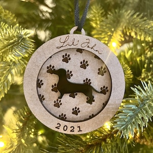 Personalisierte Dackel Ornament | Benutzerdefinierte Weihnachtsverzierung | Benutzerdefinierte Dackel Ornament | Weihnachtsdekor | Personalisierte Verzierung