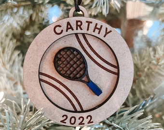 Customized Tennis Ornament | Custom Christmas Ornament | Custom Tennis Ball Ornament | Tennis Racket Ornament | Personalized Ornament