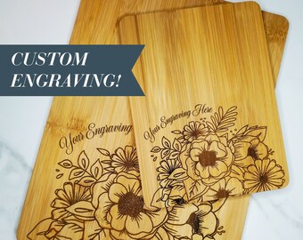 Custom Charcuterie Board | Floral Serving Board | Serving Board | Engraved Cutting Board | Personalized Serving Board | Customized Board