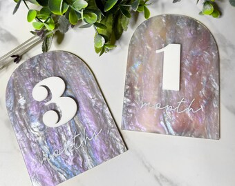 Arched Milestone Cards, Lavender Milestone Set, Monthly Milestone Markers, Interchangeable Milestone Card, Baby Milestone Photo Prop