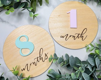 Round Milestone Cards, Infant Milestone Set, Monthly Milestone Markers, Interchangeable Milestone Card, Baby Milestone Photo Prop