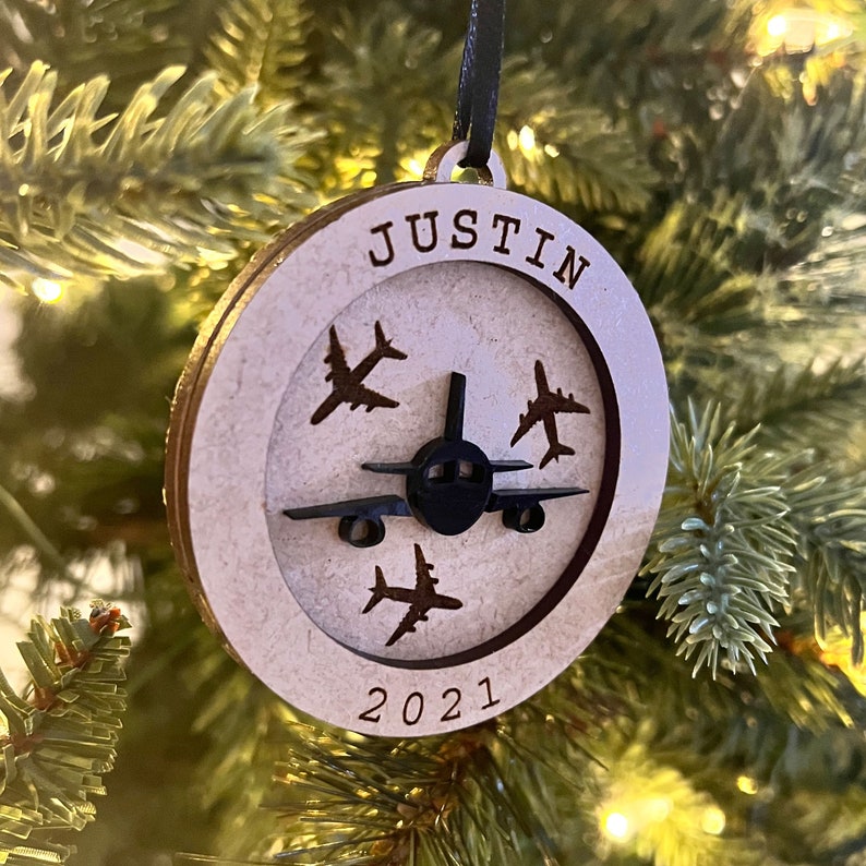 Customized Pilot Ornament Custom Christmas Ornament Custom Airplane Ornament Flight Attendant Ornament Personalized Ornament image 2