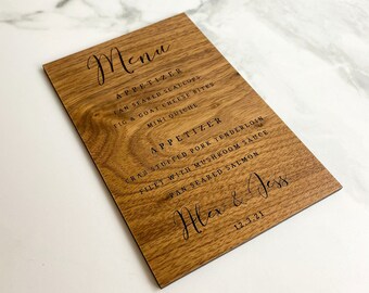 Custom Wooden Menus | Custom Wedding Dinner Menu | Custom Gift | Wedding Signage | Personalized Wooden Menus | Customized Dinner Menus