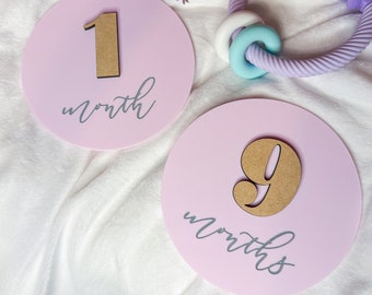 Round Milestone Cards, Infant Milestone Set, Monthly Milestone Markers, Interchangeable Milestone Card, Baby Milestone Photo Prop