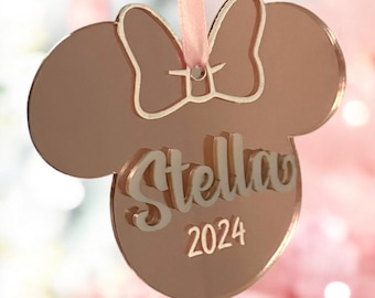 Ornamento Disney personalizzato, ornamento Minnie Mouse, ornamento Minnie personalizzato, ornamento WDW, ornamento personalizzato, regalo di Natale per gli amanti della Disney