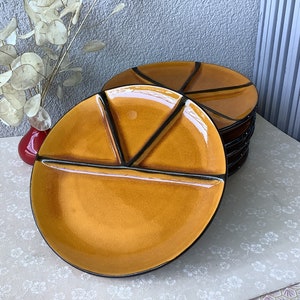 Glazed earthenware fondue plates - boho chic