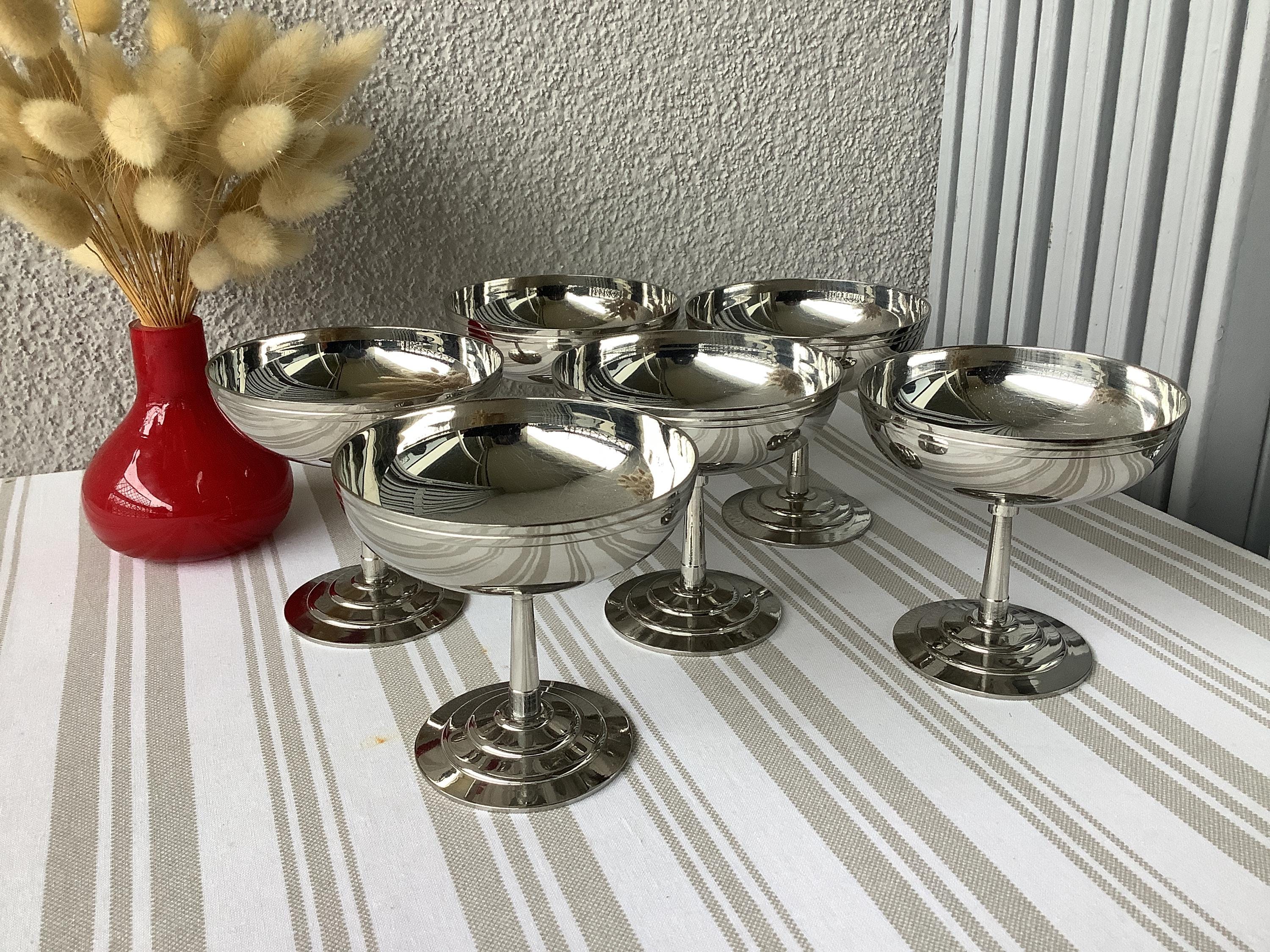 2 Bicchieri Per Gelato E Dessert In Acciaio Inox Con Piedino, 200 Ml, Eleganti E Lavabili In Lavastoviglie