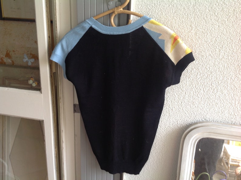 cotton top Sweater Kenzo Jean short sleeve wonder smash comics pattern wonder woman