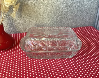 Henkel glass butter dish made in France - molded glass