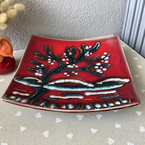 Longwy ceramics, Stromboli model - bowl, large plate, hand-decorated