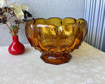 Art deco amber crystal bowl, large size