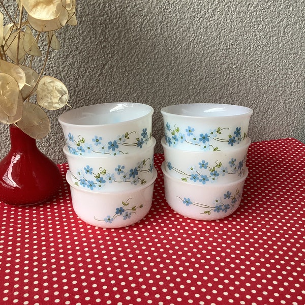 Lot De 4 Ramequins Arcopal Vintage - Blanc à Fleurs - Fabriqué En France